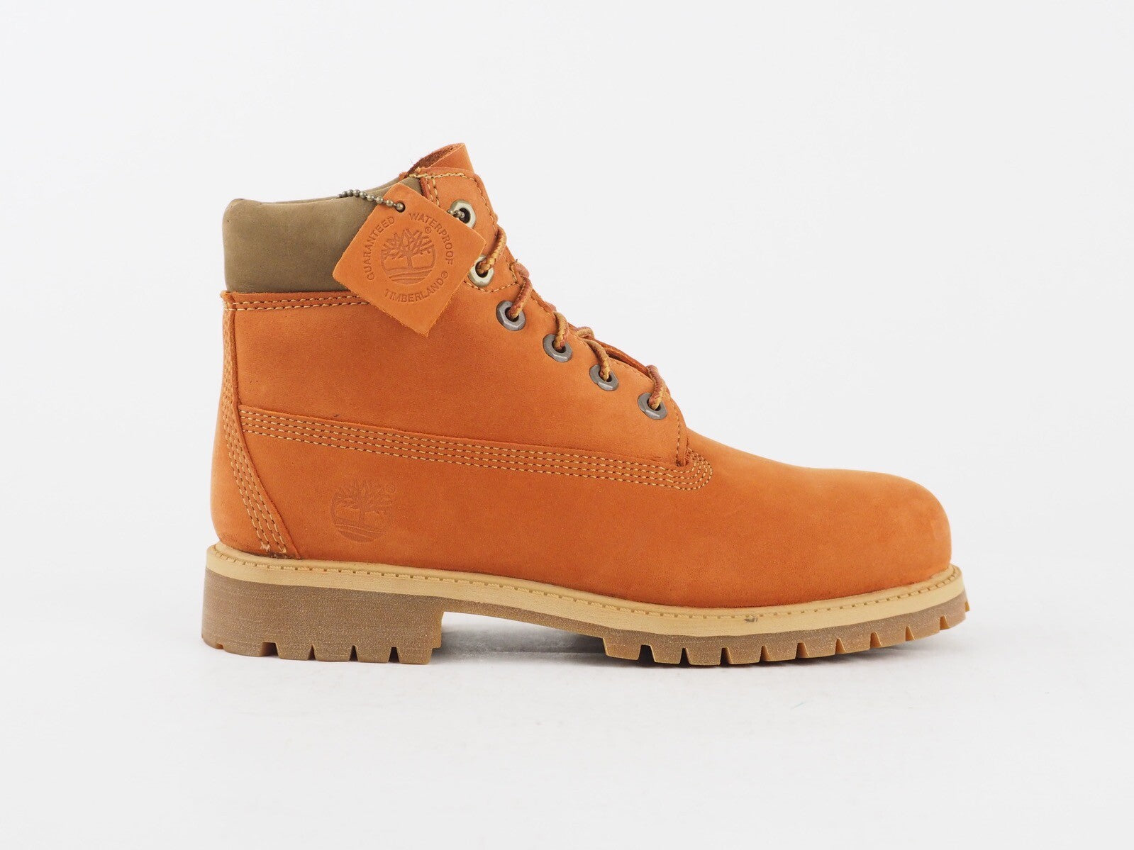 Boys Timberland 6 Inch Premium A1ADC Orange Leather Lace Up Warm Chukka Boots