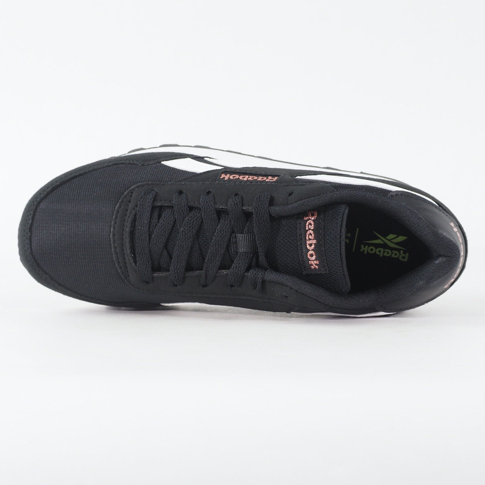 Womens Reebok Rewind Run FX2957 Black White Fabric Lace Up Casual Trainers