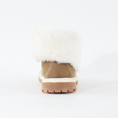 Womens Timberland Authentics 26648 Taupe Leather Lace Up Casual Furr In Boots