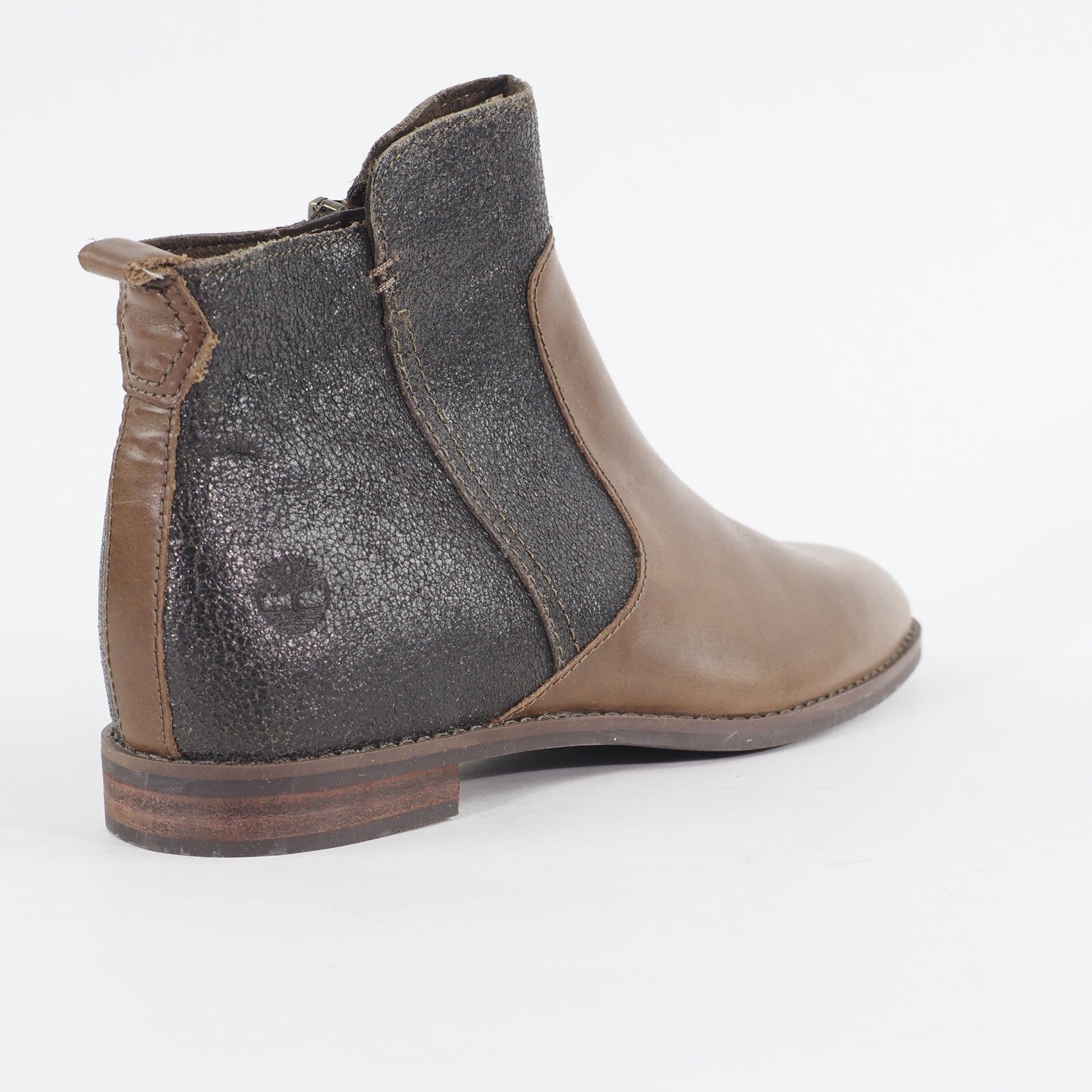 Womens Timberland Canteen Ankle A1KM7 Brown Leather Zip Up Casual Chelsea Boots