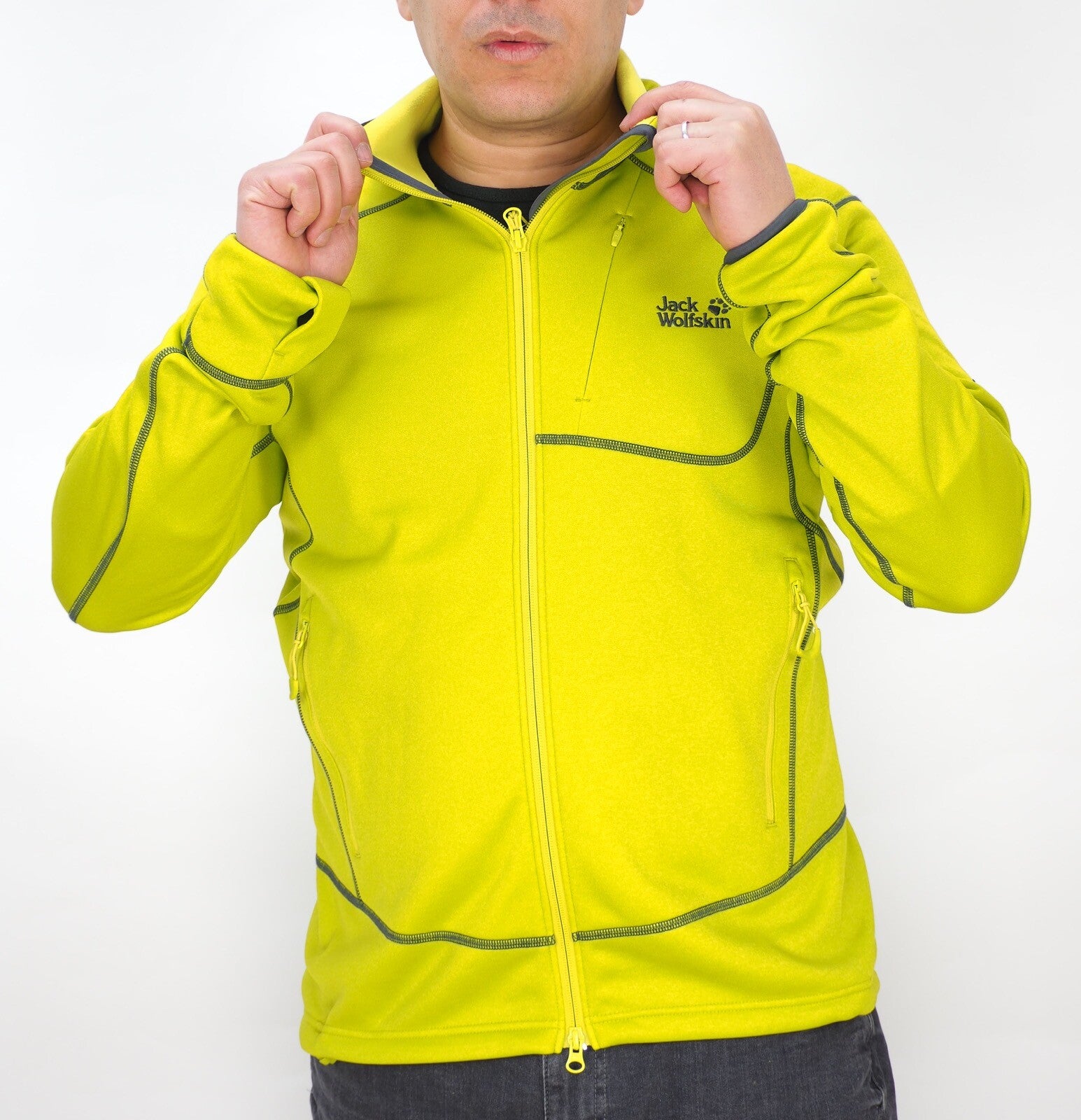 Mens Jack Wolfskin Prime Dynamic Nanuk 1703281 Wild Lime Hooded Sweatshirt