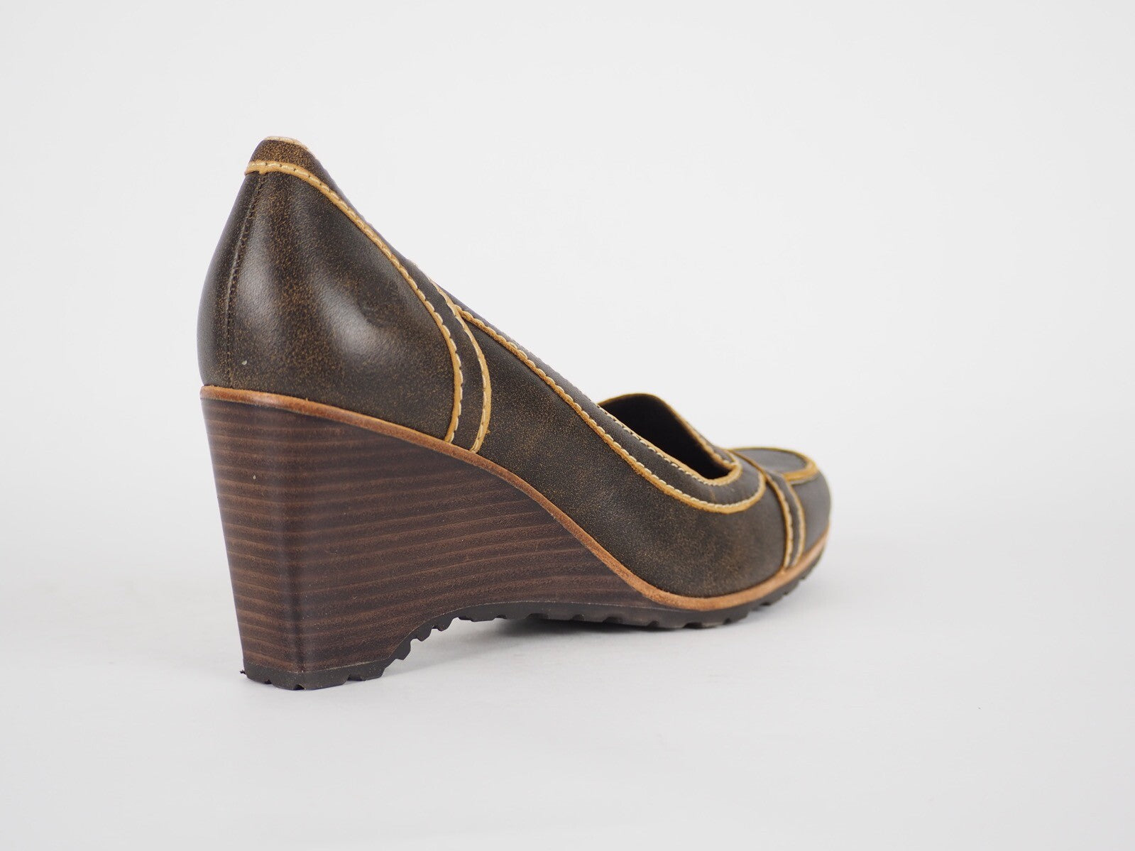 Womens Timberland Carisa Skv 61690 Brown Leather Slip On Wedge Shoes