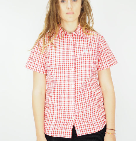 Womens Jack Wolfskin 1401641 Flaming Red Fire Light Checks Shortsleeve Shirt
