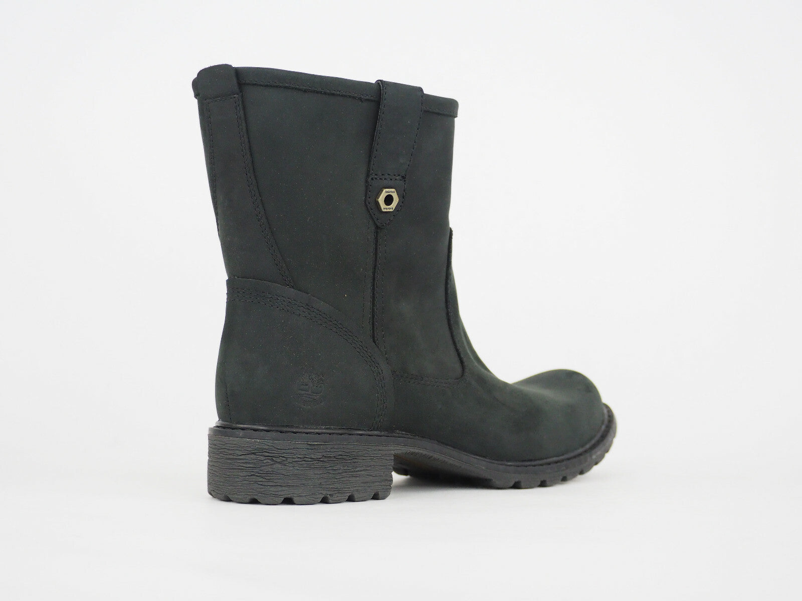 Womens Timberland Stoddard Ankle 8569A Black Leather Pull On Winter Boots