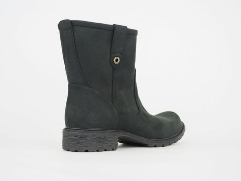 Womens Timberland Stoddard Ankle 8569A Black Leather Pull On Winter Boots