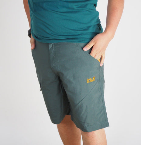 Mens Jack Wolfskin STR 5008561 Greenish Grey Casual Regular Fit Summer Shorts