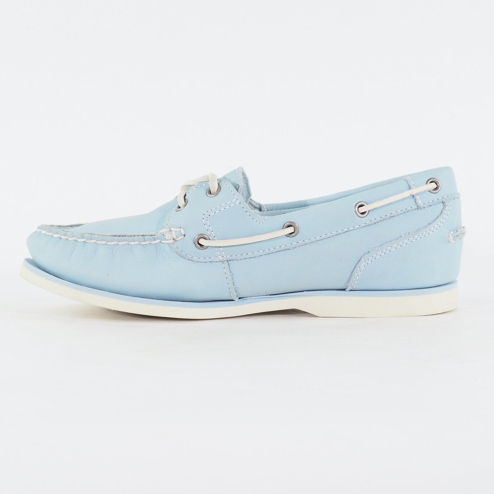 Womens Timberland EK Amherst 2 Eye 8339B Light Blue Leather Casual Boat Shoes