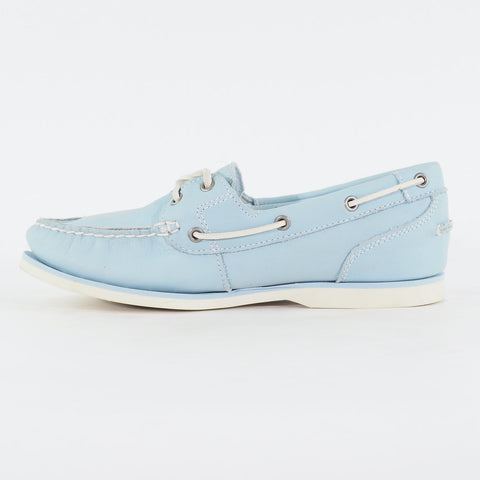 Womens Timberland EK Amherst 2 Eye 8339B Light Blue Leather Casual Boat Shoes