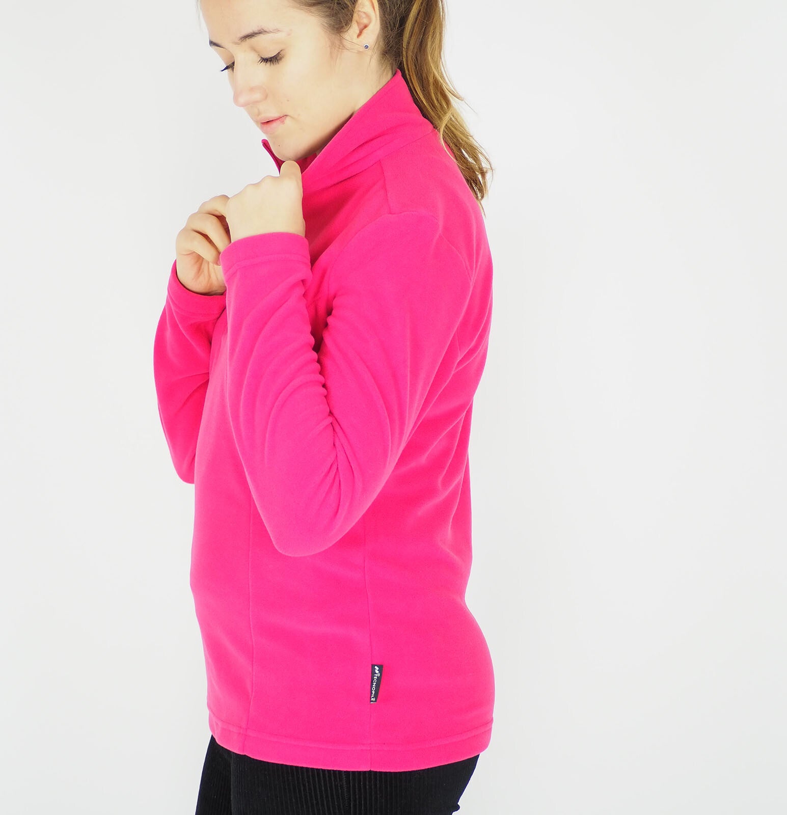 Womens Jack Wolfskin Gecko Fleece Azalea Red Half Zip Long Sleeved Top