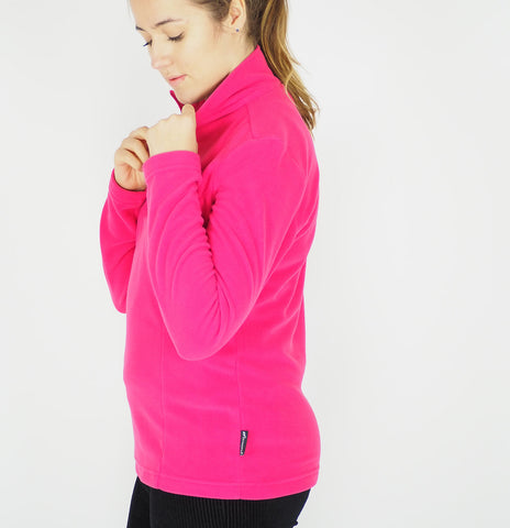 Womens Jack Wolfskin Gecko Fleece Azalea Red Half Zip Long Sleeved Top