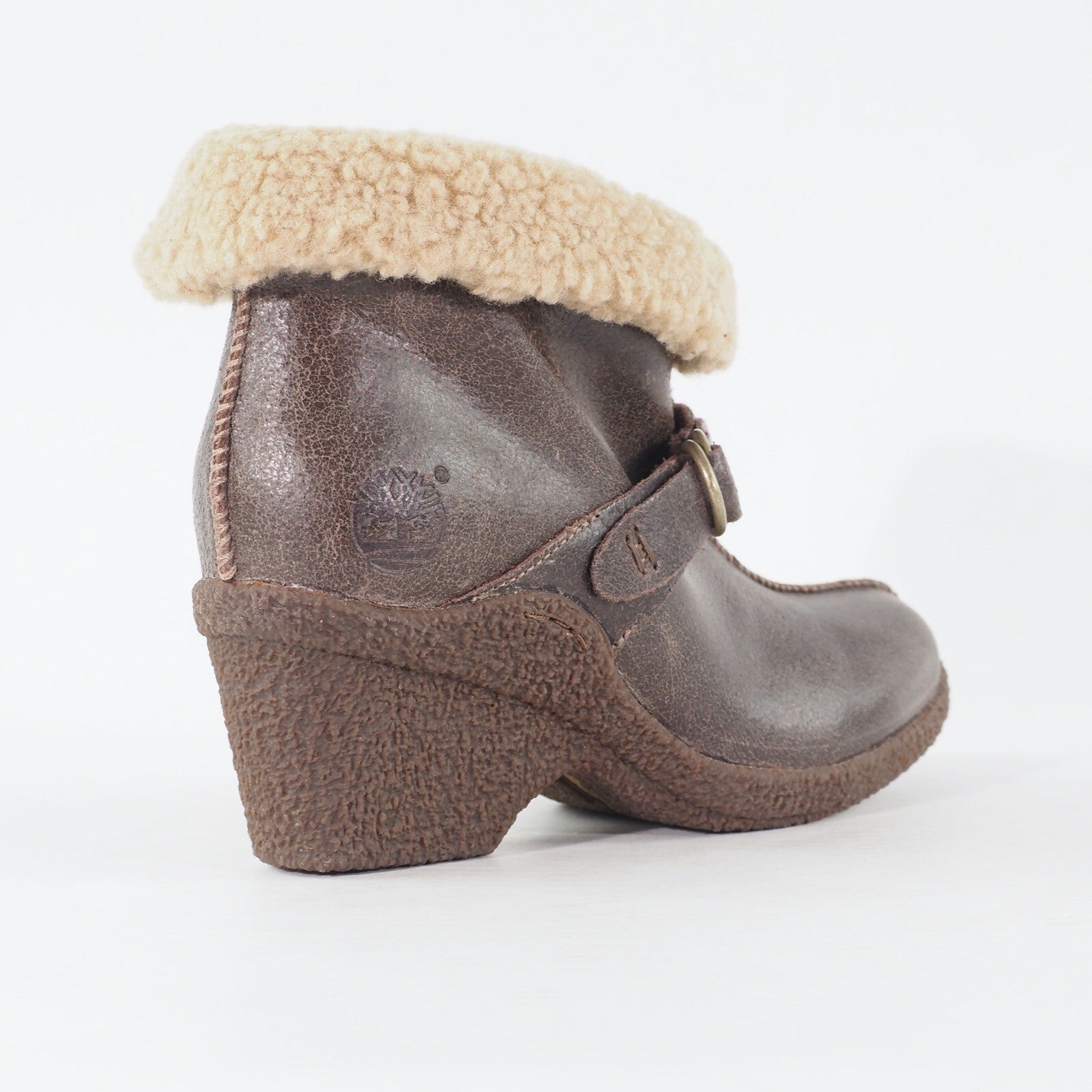Womens Timberland EK Bayden 17670W Dark Brown Leather Slip On Heeled Ankle Boots
