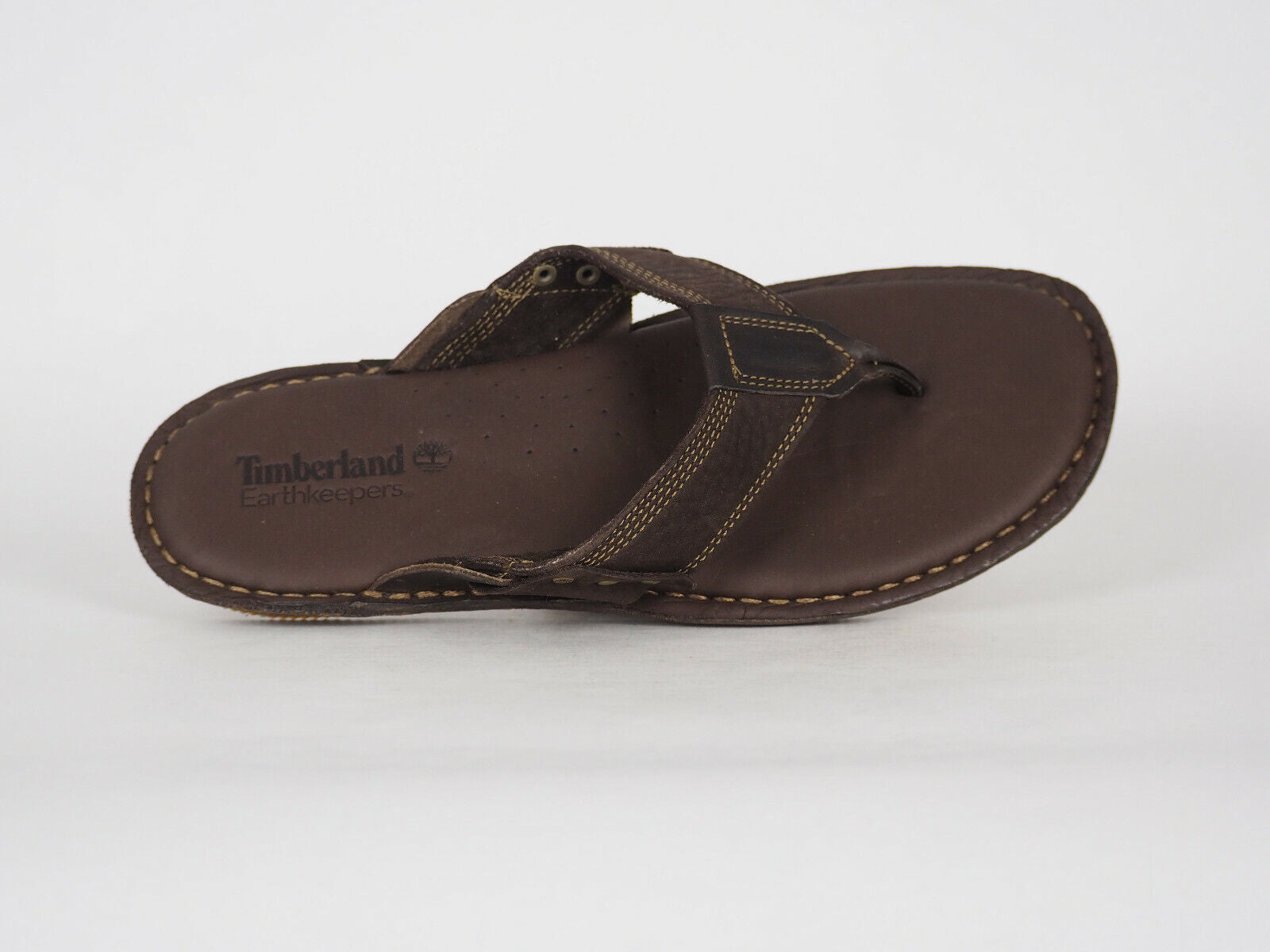 Mens Timberland Earthkeepers 5143A Dark Brown Leather Summer Thong Flip Flops