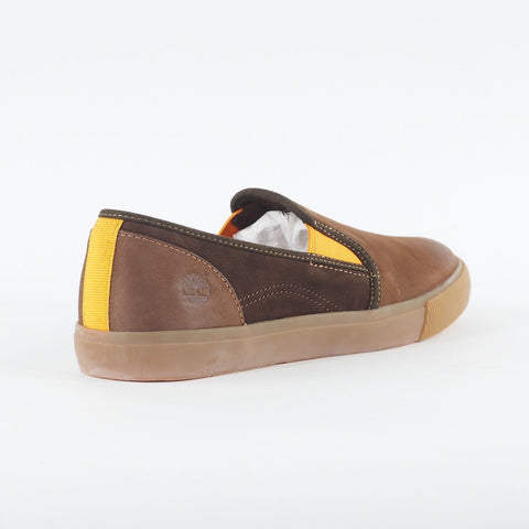 Mens Timberland Glastenbury A12OW Dark Brown Leather Slip On Casual Shoes