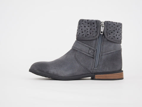 Girls Timberland Brixham Forged Iron A1A3L Grey Leather Zip Up Winter Boots