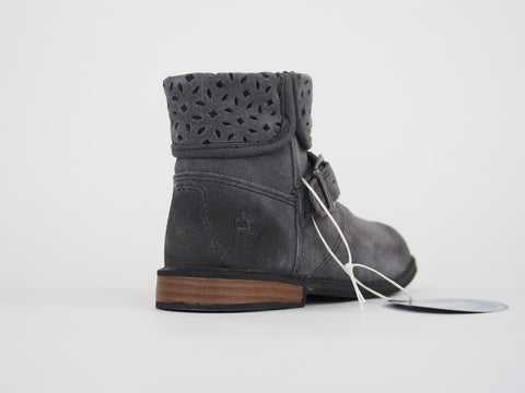 Toddlers Timberland Brixton Fold Down A1C3P Grey Leather Zip Up Ankle Boots