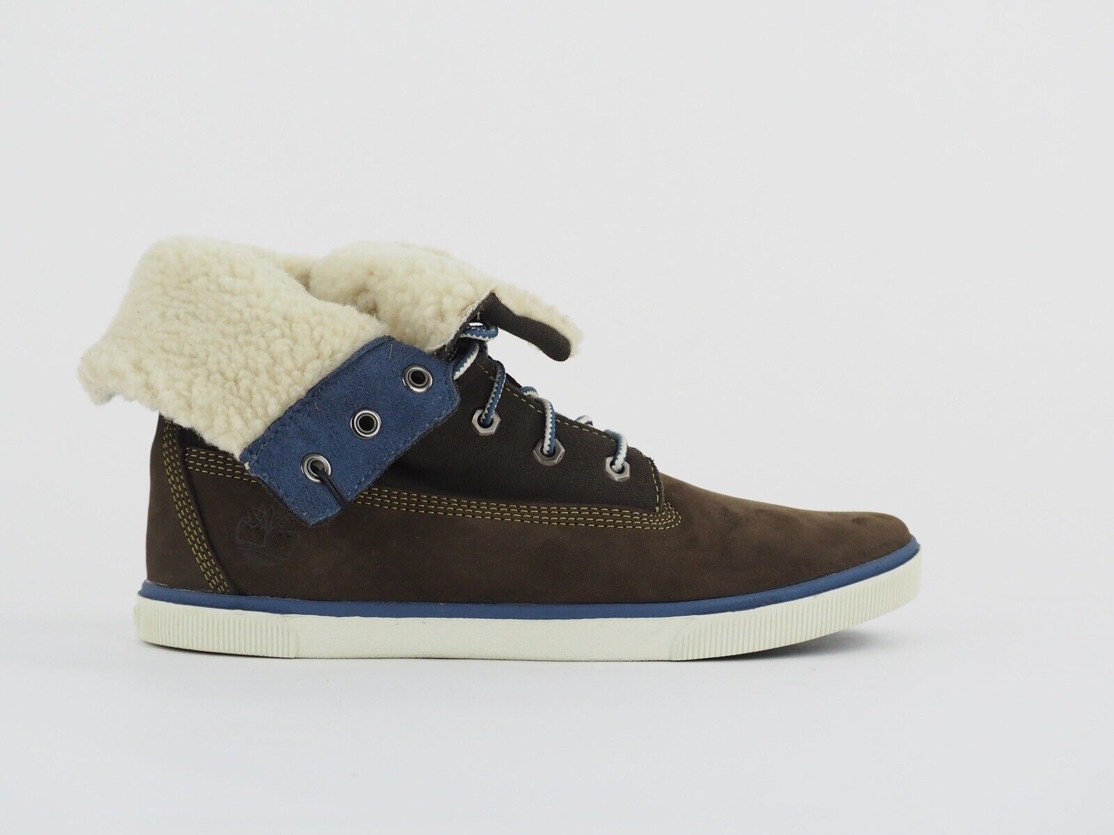 Boys Timberland Deering 8799R Brown Leather Fold Down Casual Shoes Lace Up Boots