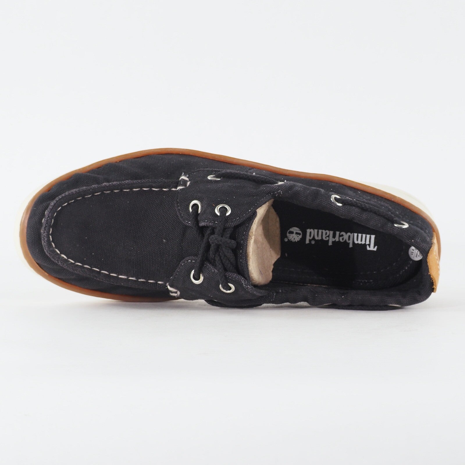 Mens Timberland Hookset Handcrafted 2 Eye A17PT Black Canvas Lace Up Boat Shoes