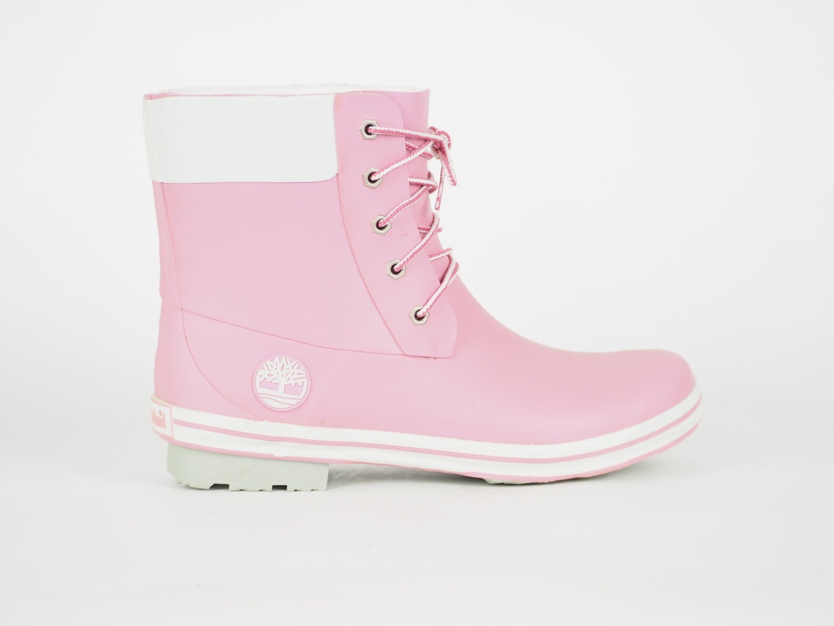 Girls Timberland 6 Inch 89913 Pink Wellingtons Lace Up Rain Wellies