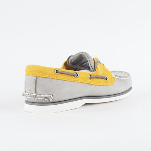 Mens Timberland Classic 2 Eye 42576 Grey / Yellow Leather Lace Boat Casual Shoes