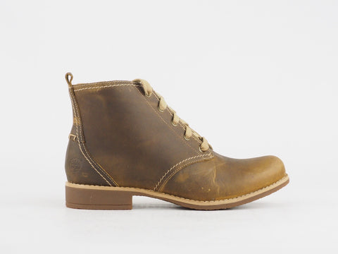Womens Timberland 3745R Beige Leather Shoes Casual Lace Up Ankle Chukka Boots