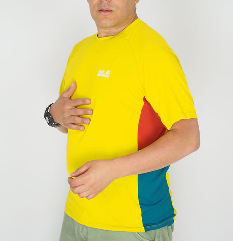 Mens Jack Wolfskin Pro 11 Hike 1807351 Dark Sulphur Active Short Sleeve T Shirt