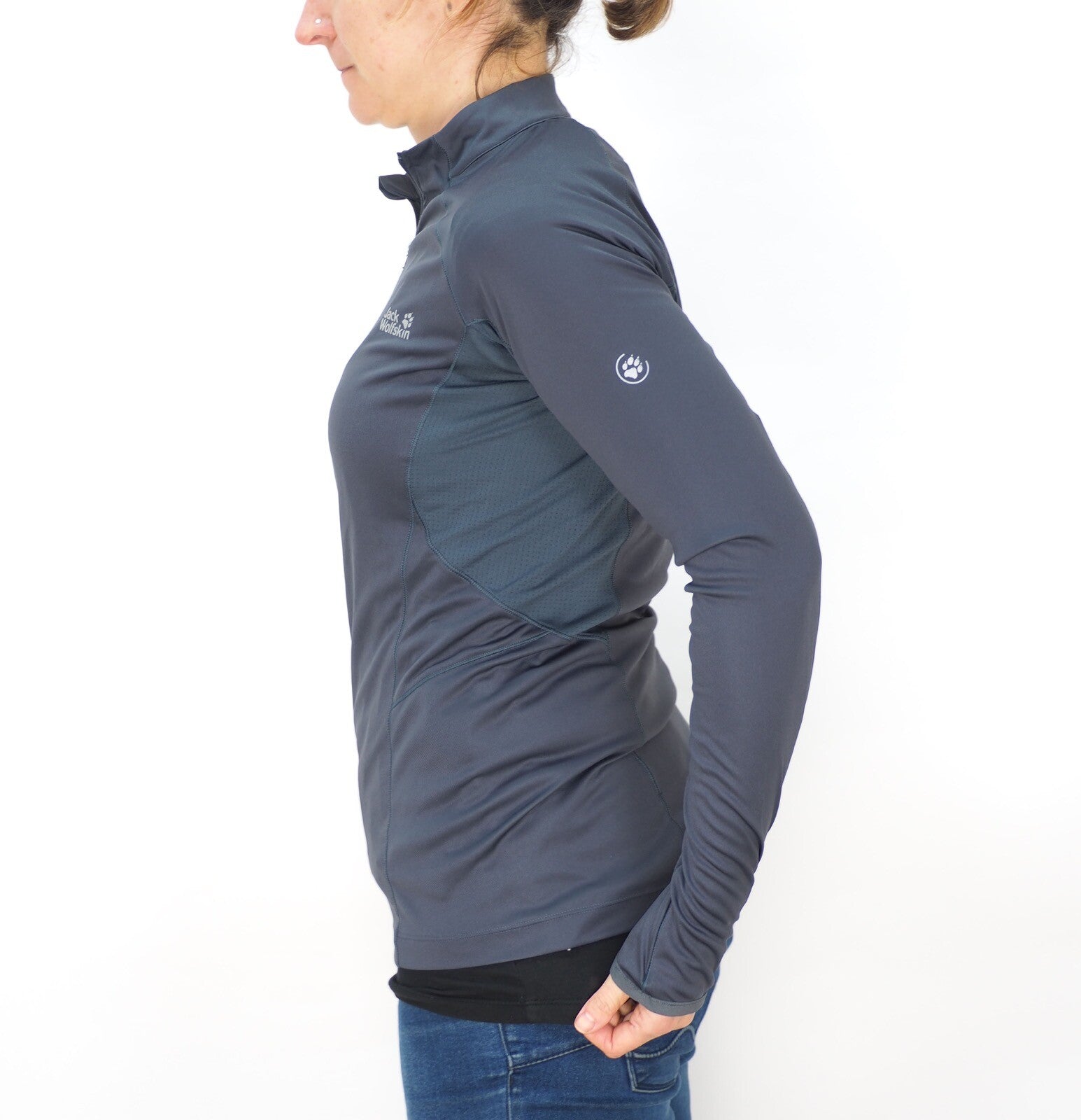 Womens Jack Wolfskin Halfzip 1804601 Ebony Trail Running Activewear Longsleeve