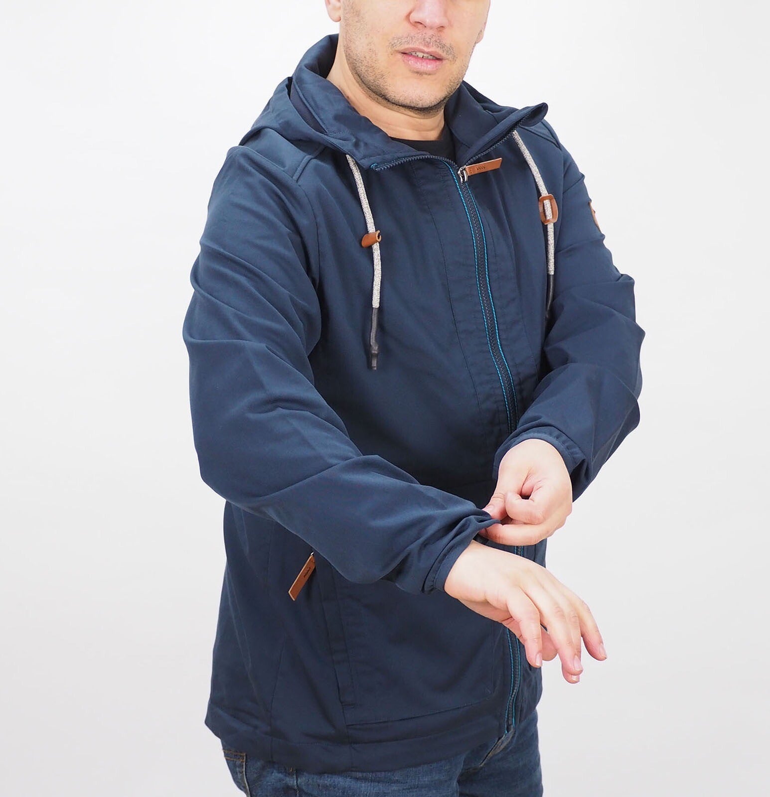 Mens Jack Wolfskin Manitoba II 1303011 Night Blue Zip Up Light Casual Jacket