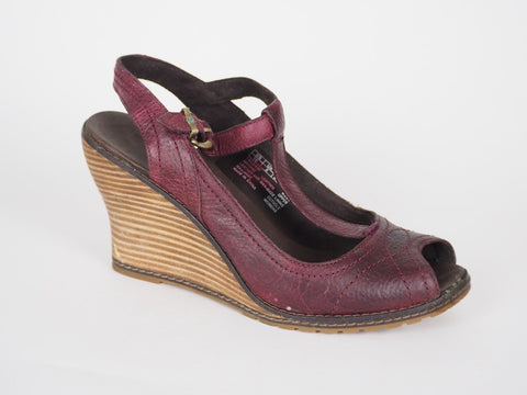 Womens Timberland Maeslin T-Bar 18624 Burgundy Slingback Leather Sandals UK 6.5