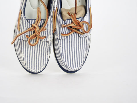 Womens Timberland Classic 2 Eye 8910A Navy Stripe Canvas Boat Shoes UK 3.5