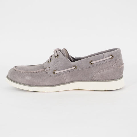 Womens Timberland Lakeville A1GDQ Grey Suede Casual Lace Up Walking Boat Shoes