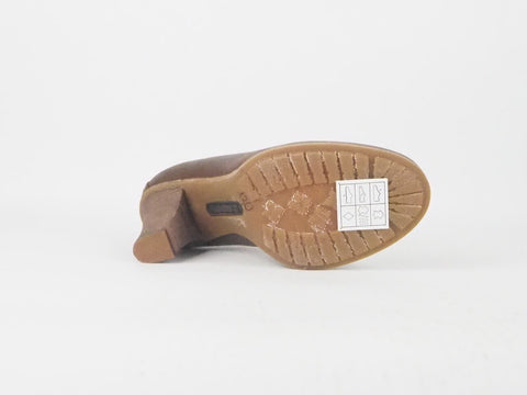 Womens Timberland Stratham 8615A Brown Leather Wooden Heel Lace Up Shoes 