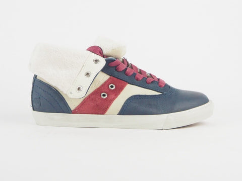 Womens Timberland Ek Glastenbury Roll Top 8667A Leather Blue Red Chukka Boots