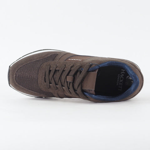 Mens Hackett London Eyelet Trainer HMS20854 898 Dark Brown Leather Lace Up Shoes