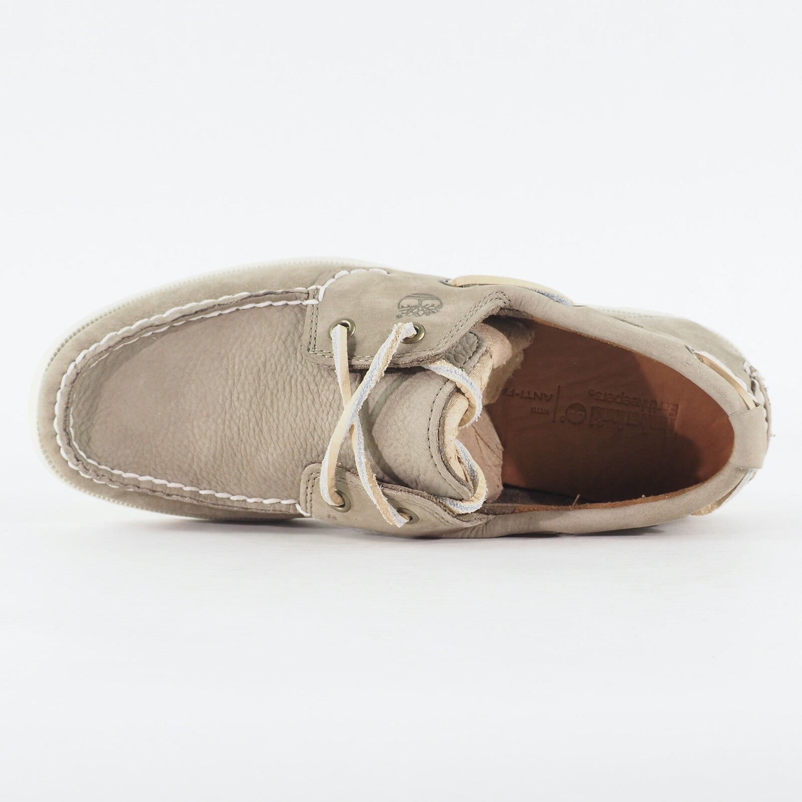 Mens Timberland Heritage 2 Eye 6366A Light Grey Leather Lace Casual Boat Shoes