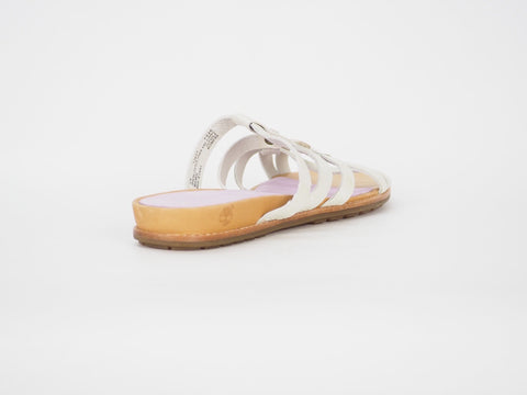 Womens Timberland Knbnk Brds 12677 White Leather Casual Summer Strappy Sliders