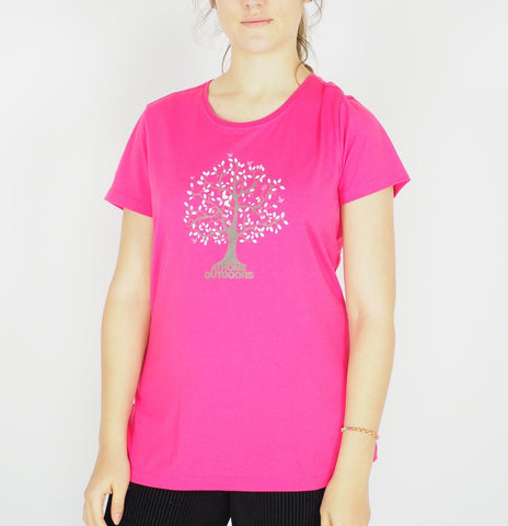 Womens Jack Wolfskin Graphic Tee 5009991 Pink Raspberry Short Sleeve T-Shirt