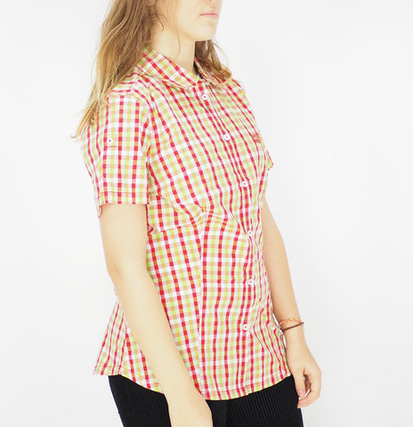 Womens Jack Wolfskin River 1400991 Red Fire Checks Biutton Up Casual Shirt