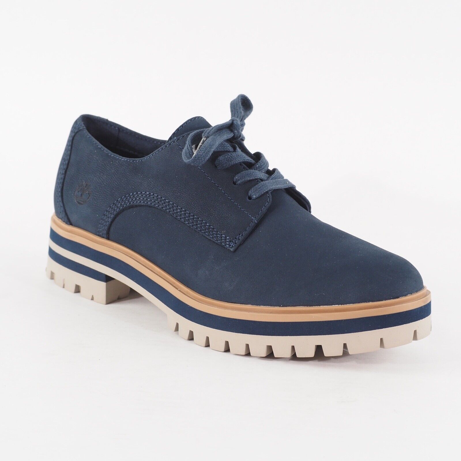 Womens Timberland London Square Oxford A2AJ6 Navy Blue Leather Lace Up Shoes