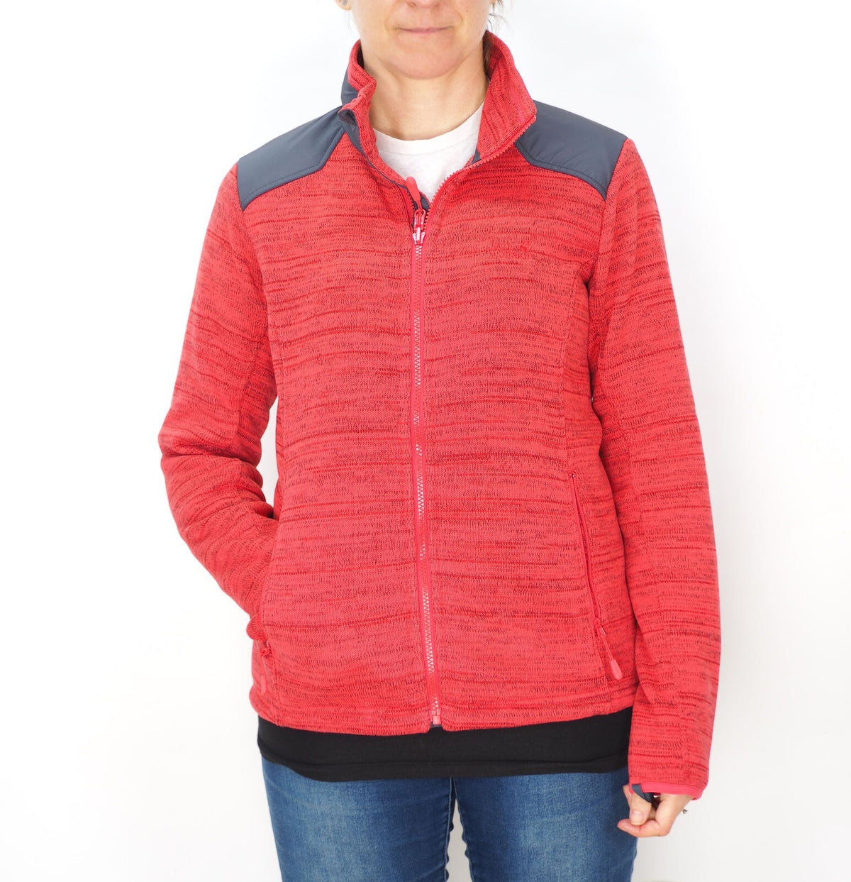 Womens Jack Wolfskin Aquila 1705921 Tulip Red Zip Up Light Breathable Jacket