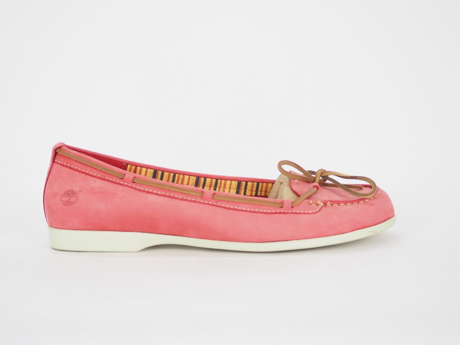 Womens Timberland Benin Ballerina 63133 Coral Red Leather Moccasins Shoes UK 7.5