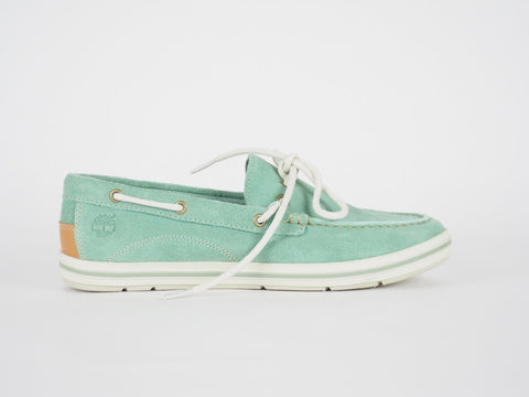 Womens Timberland EK Casco Bay 3951R Aqua Suede Slip On Boat Shoes