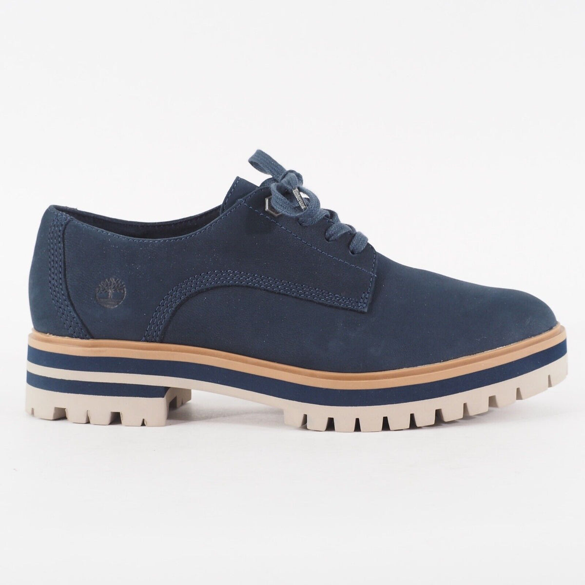 Womens Timberland London Square Oxford A2AJ6 Navy Blue Leather Lace Up Shoes