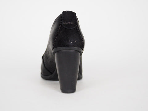 Womens Timberland Nevali 19616 Black Leather Slip On Heeled Loafers