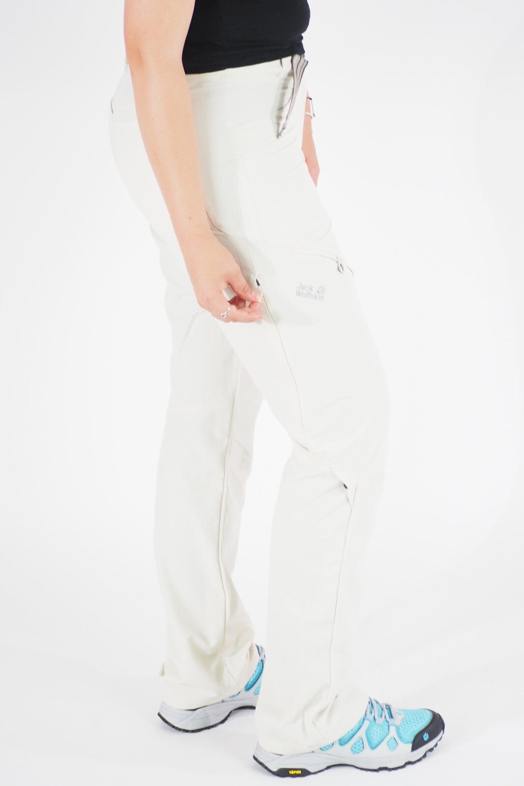 Womens Jack Wolfskin Safari 1503171 White Sand Windproof Stretch Hiking Trousers