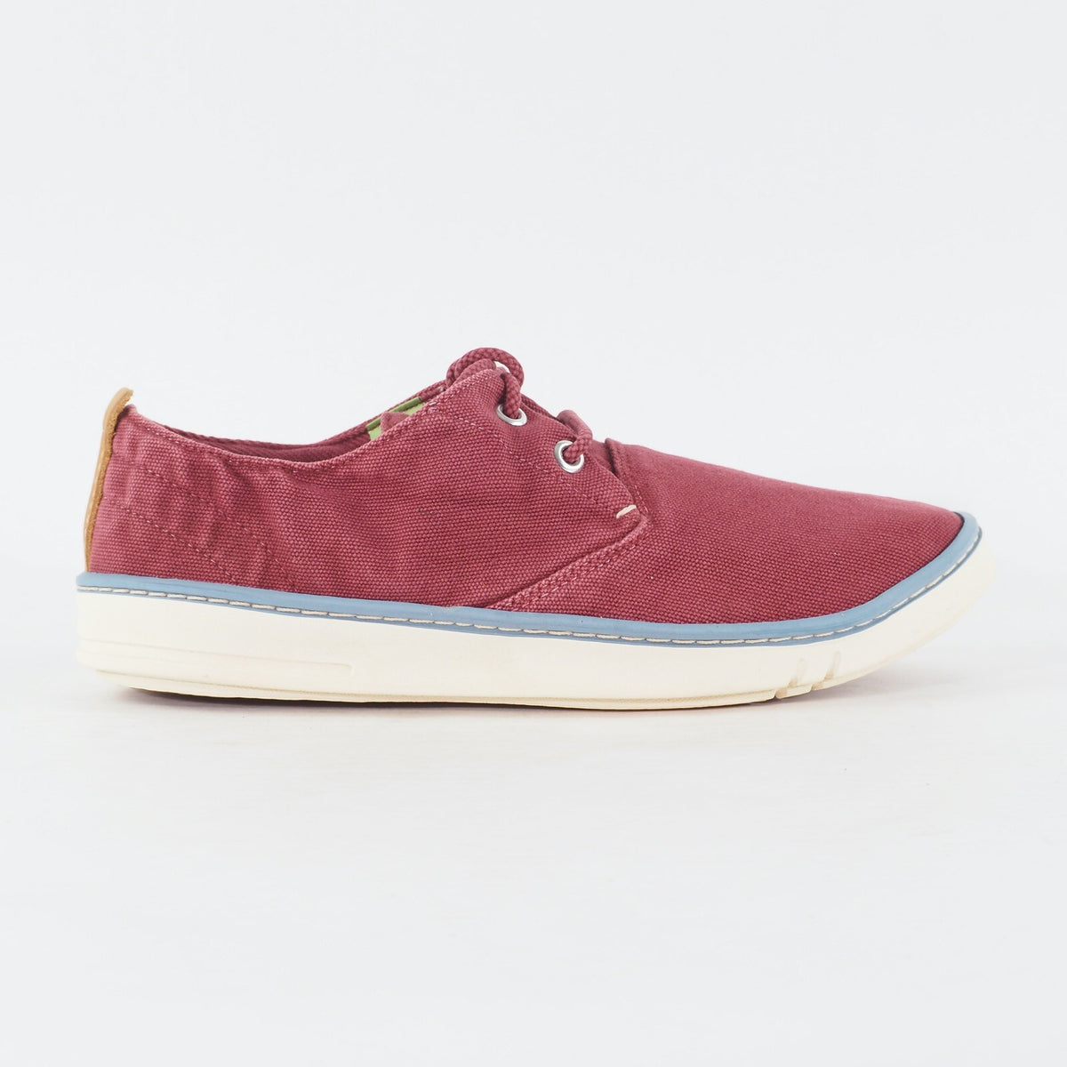 Mens Timberland EK Handcraft 5311A Burgundy Canvas Lace Up Low Top Casual Shoes