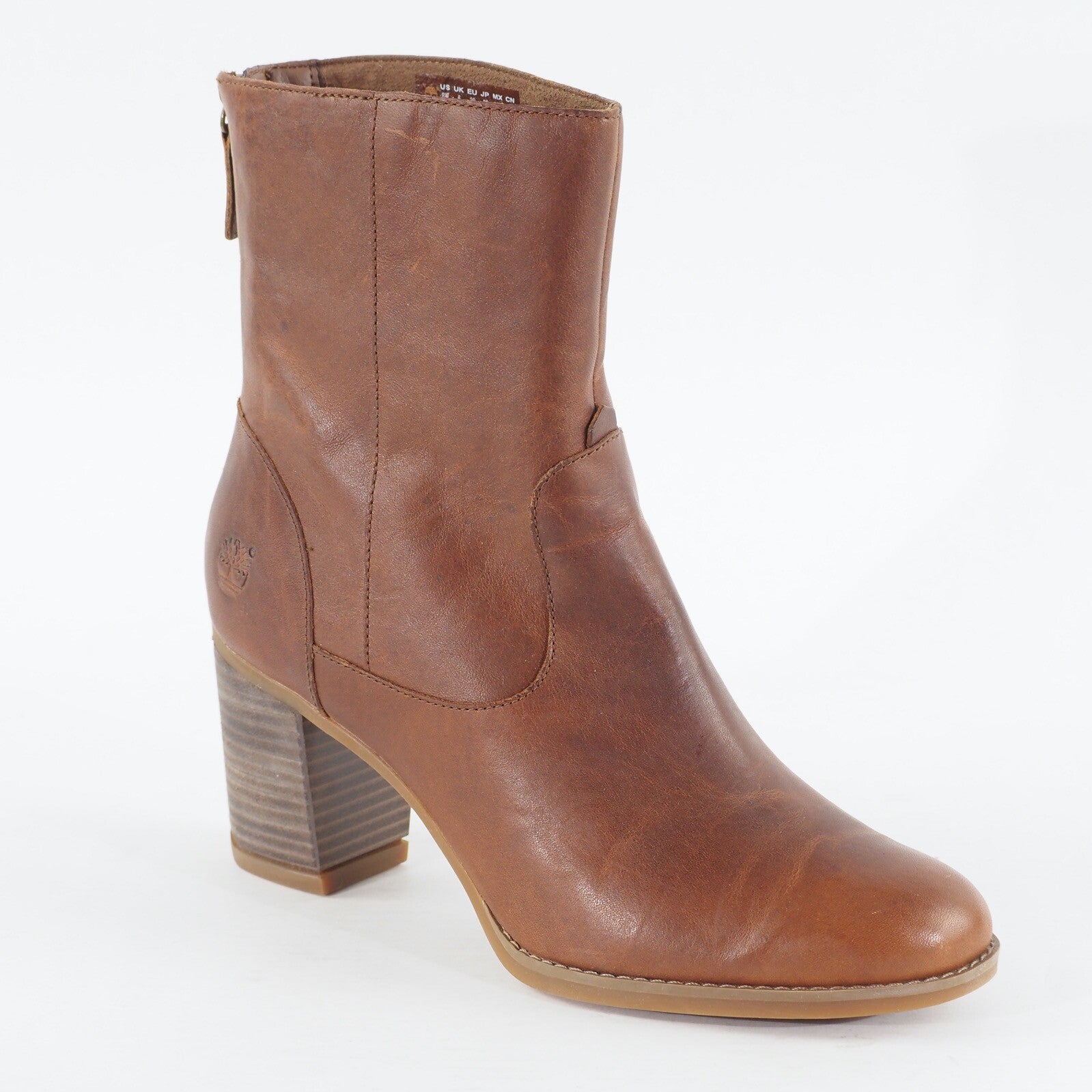 Womens Timberland Atlantic Heights A16D1 Medium Brown Zip Up Heeled Mid Boots