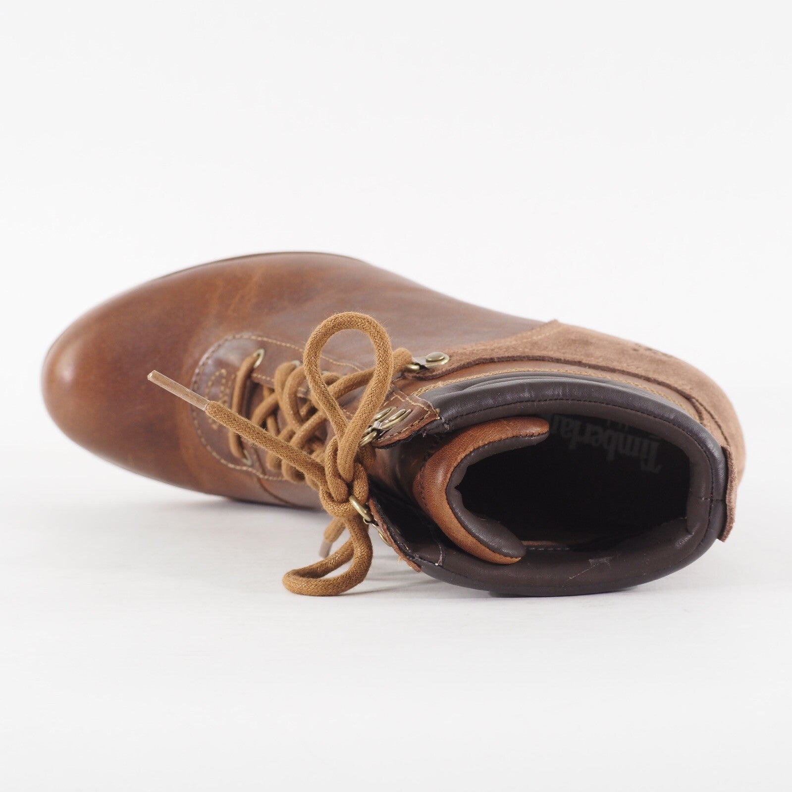 Womens Timberland EK Wingate Hiker 8614R Brown Leather Lace Up High Heeled Boots