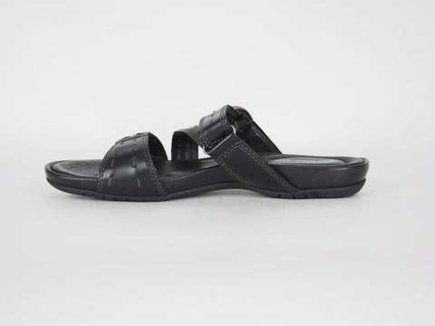 Womens Timberland Pleasant Bay 25636 Black Leather Slippers Summer Flip Flops