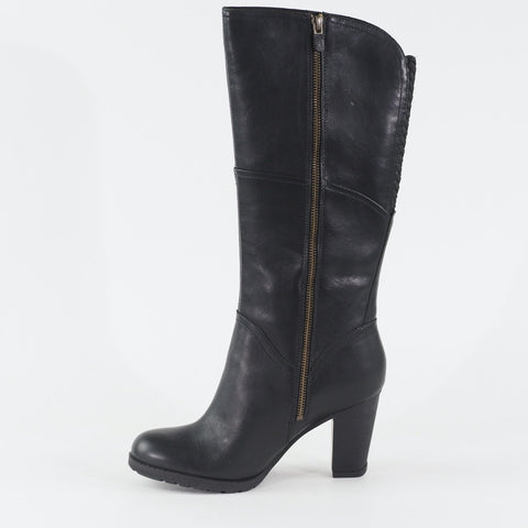Womens Timberland Stratham 8610A Black Leather Zip Side Formal Tall Boots