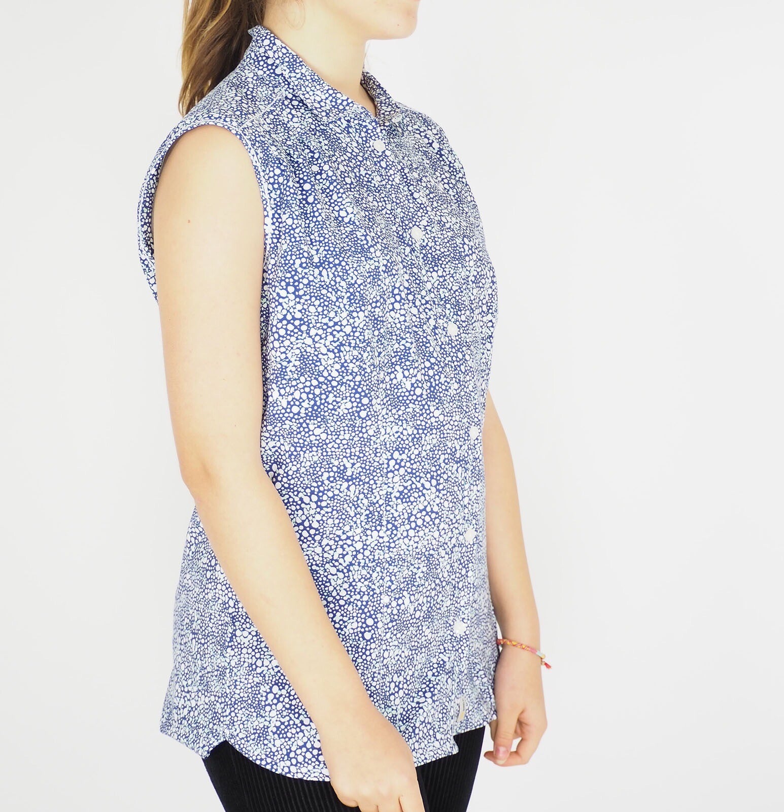 Womens Jack Wolfskin Wahia Print 1402081 Blue Indigo Button Up Sleeveless Shirt